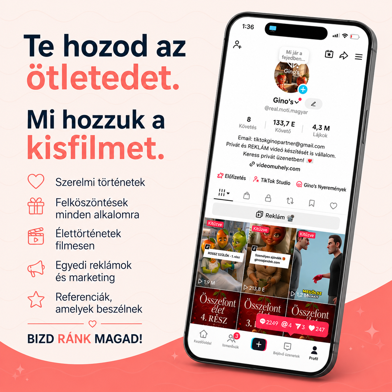 VIDEÓ+ | Egyedi videó készítés ajándékba